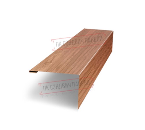 Нащельник (для калиток и ворот) 25х35 жалюзи Milan, Tokyo, Palermo 0,45 Print Elite Honey wood (L1,68)