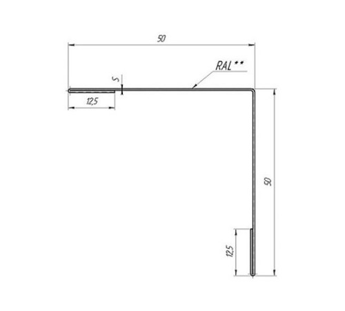 Планка завершающая 50х50 жалюзи Milan 0,5 Satin с пленкой RAL 9005 черный