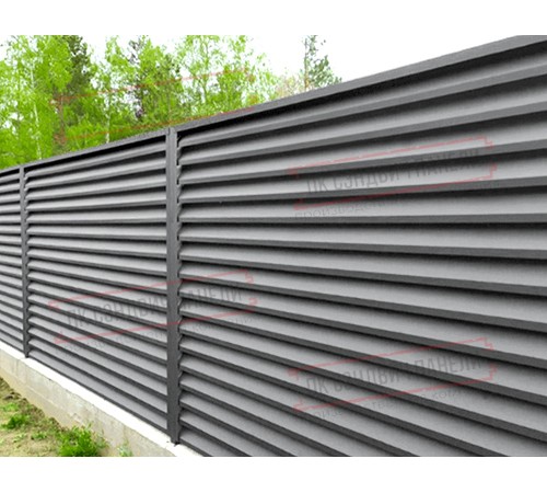 Забор-жалюзи S 58х120 мм, ПЭ, Ral 7004 - 0,45мм.