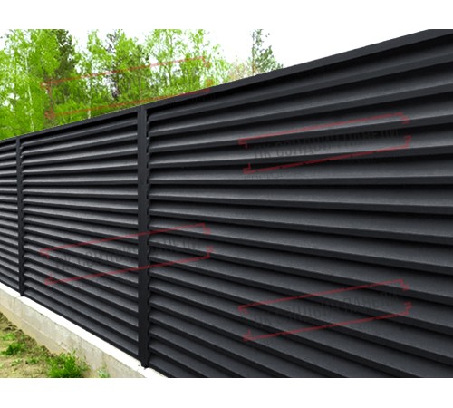 Забор-жалюзи S 58х120 мм, ПЭ, Ral 7024 - 0,4мм.