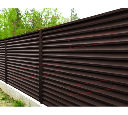 Забор-жалюзи S 58х146 мм, ПЭ, Ral 8017 - 0,35мм