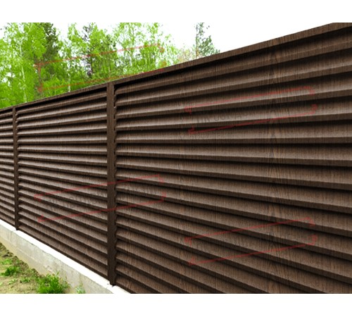 Забор-жалюзи S 58х151 мм, Мореный Дуб - 0,45мм