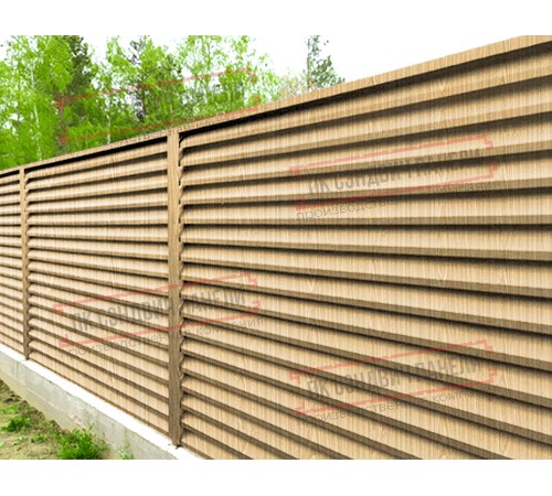 Забор-жалюзи S 58х120 мм, Светлое Дерево - 0,45мм.