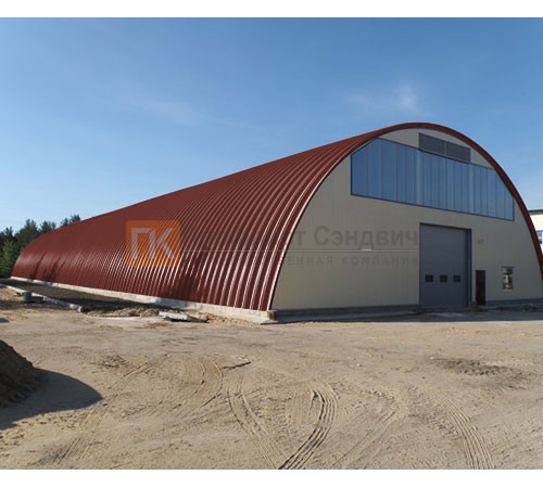 Профнастил H114ПГ-0.65, для бескаркасных ангаров, Полиэстер RAL 3009.