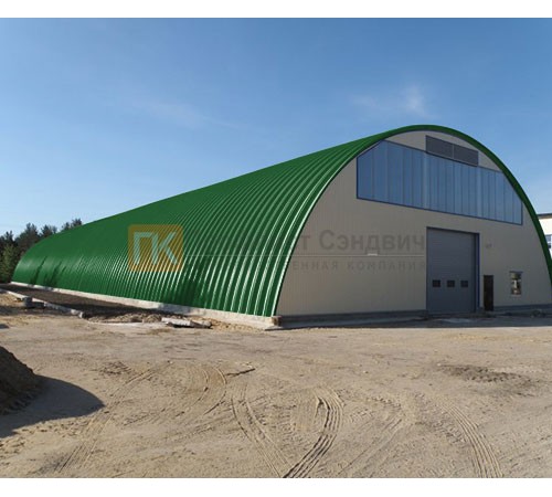 Профнастил H114ПГ-0.9, для бескаркасных ангаров, Полиэстер RAL 6002