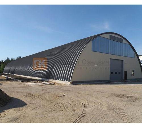 Профнастил H114ПГ-0.65, для бескаркасных ангаров, Полиэстер RAL 7024.