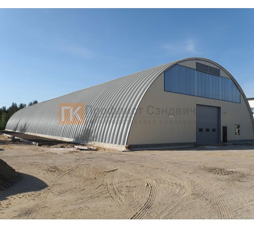 Профнастил H114ПГ-0.65, для бескаркасных ангаров, Полиэстер RAL 9006.