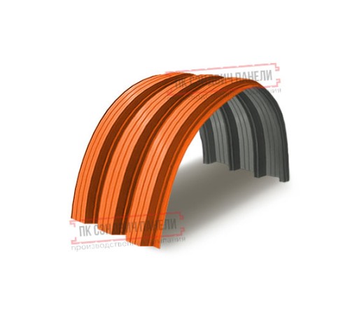 Профнастил H114ПГ-0.75, для бескаркасных ангаров, Полиэстер RAL 2004