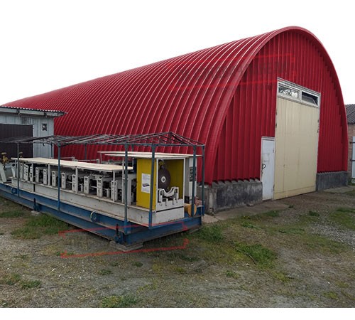 Профнастил H112ПГ-0.65, для бескаркасных ангаров, Полиэстер RAL 3003.