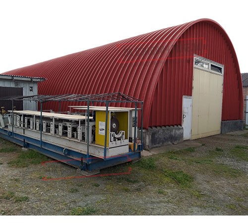 Профнастил H112ПГ-0.85, для бескаркасных ангаров, Полиэстер RAL 3011