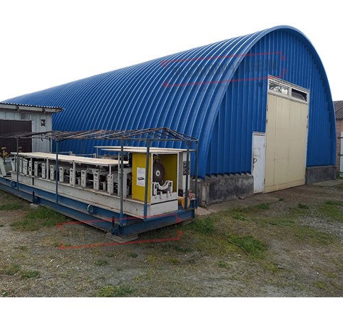 Профнастил H112ПГ-0.65, для бескаркасных ангаров, Полиэстер RAL 5005.