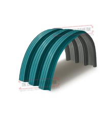 Профнастил H114ПГ-0.65, для бескаркасных ангаров, Полиэстер RAL 5021.