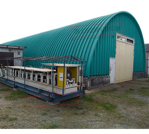 Профнастил H112ПГ-0.65, для бескаркасных ангаров, Полиэстер RAL 5021.