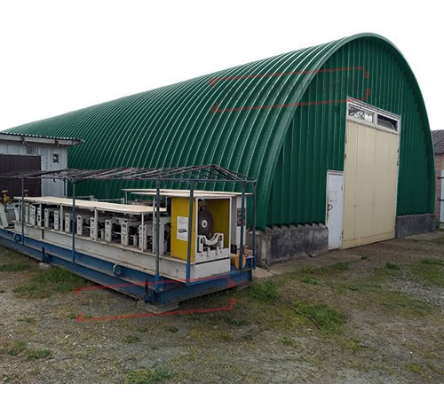 Профнастил H112ПГ-0.9, для бескаркасных ангаров, Полиэстер RAL 6005