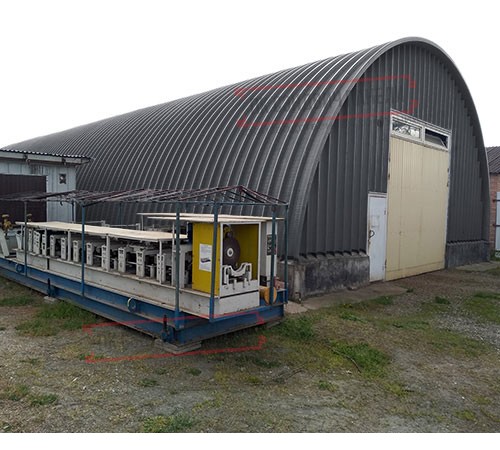 Профнастил H112ПГ-0.75, для бескаркасных ангаров, Полиэстер RAL 7024