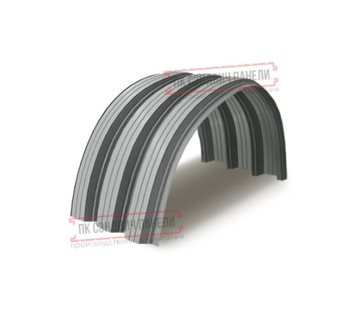 Профнастил H114ПГ-0.65, для бескаркасных ангаров, Полиэстер RAL 9006.