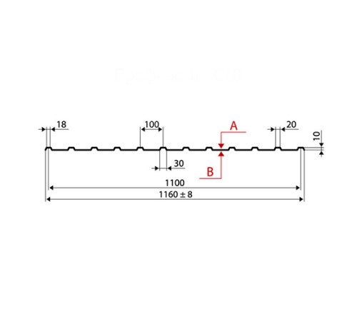 Профнастил С10ПГ-1150-СТ Оцинкованный