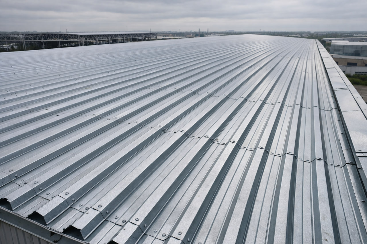 Профнастил Н135 на кровле склада/ангара: пример применения (заглушка)