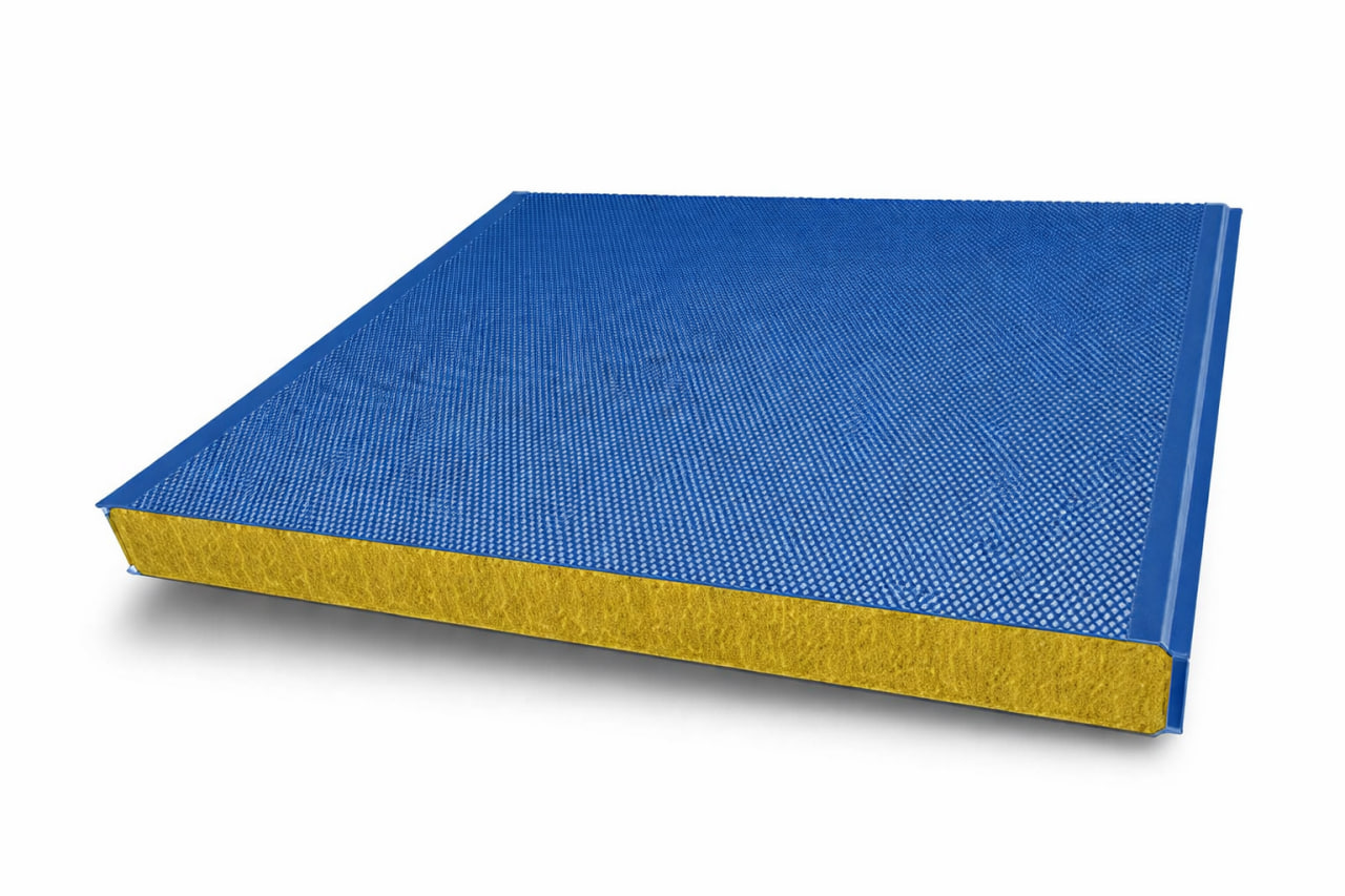 Сэндвич-панели акустические стеновые, минвата, 1200 мм, 60 мм, RAL5005