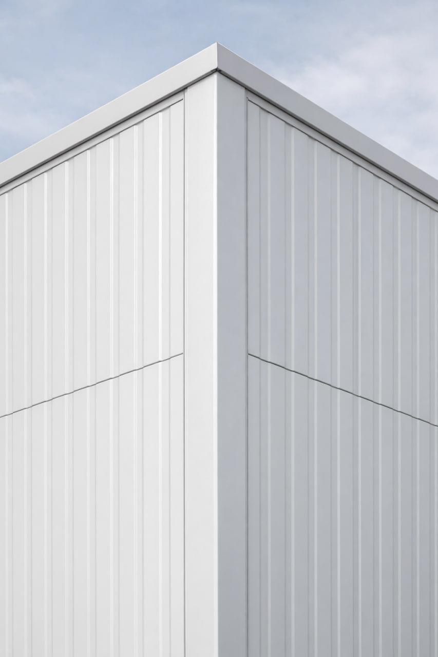 Вертикальная угловая сэндвич-панель из минеральной ваты — пример